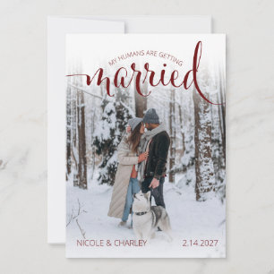Moderne Menschen bei der Hochzeit Haustier-Foto Ve Save The Date