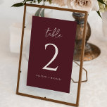 Moderne Merlot-Hochzeit Tischnummer<br><div class="desc">Merlot Wedding Tischnummern (Burgund / Wine) - Diese modernen Tischnummern zeichnen sich durch einen trendigen handgeschriebenen Stil aus. Ändern Sie Ihre Namen und fügen Sie sie Ihrem Warenkorb individuell hinzu.</div>