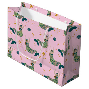 Moderne Mermaid Siren Theme Illustration Print Pin Große Geschenktüte