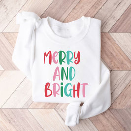 Moderne Merry & Bright Retro farbenfrohe Weihnacht Sweatshirt