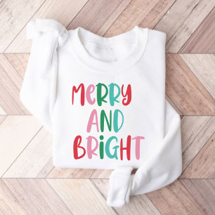 Moderne Merry & Bright Retro farbenfrohe Weihnacht Sweatshirt