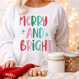 Moderne Merry & Bright Retro farbenfrohe Weihnacht Sweatshirt