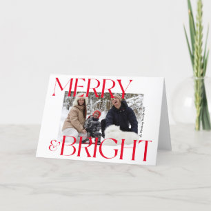 Moderne Merry & Bright Typografie Foto Weihnachten