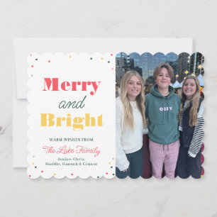 Moderne Merry & Bright Vertical Foto Holiday Card Einladung