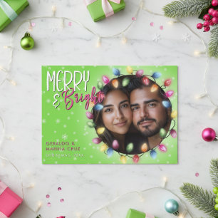 Moderne Merry & Bright Weihnachtsbeleuchtung Grün Feiertagskarte