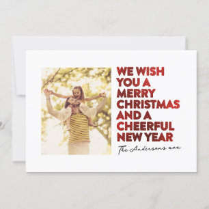 MODERNE MERRY CHRISTMAS UND NEUJAHRE IMITATE RED F FEIERTAGSKARTE