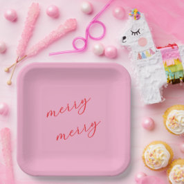 Moderne Merry Elegante Script Holiday Party Pappteller