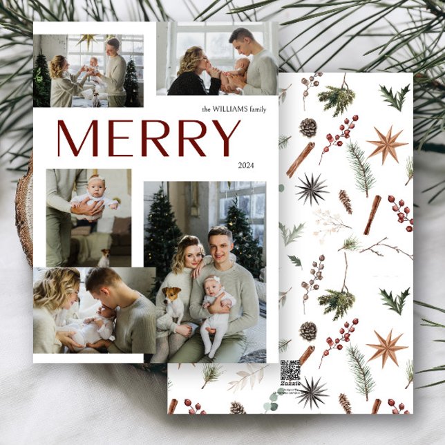Moderne Merry Multi Foto Botanische Weihnachten (Von Creator hochgeladen)