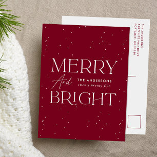 Moderne Merry und Helle Cranberry ohne Foto Feiertagspostkarte