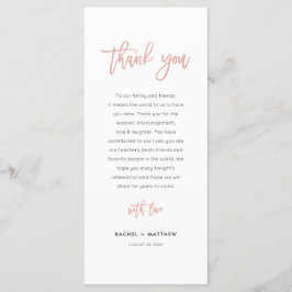 Moderne Messe Rose Gold Hochzeit Dankeschön Card Menükarte