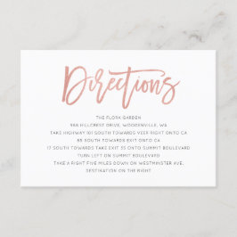 Moderne Messe Rose Gold Wedding Route Card Begleitkarte