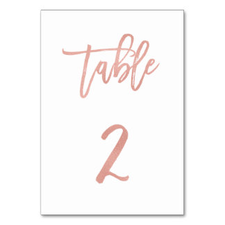 Moderne Messe Rose Gold Wedding Tischnummer 2