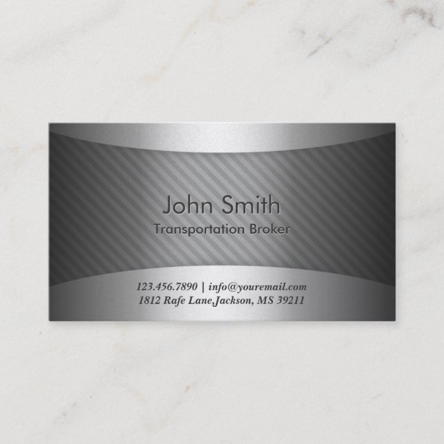 Moderne Metal Transport Broker Business Card Visitenkarte (Vorderseite)