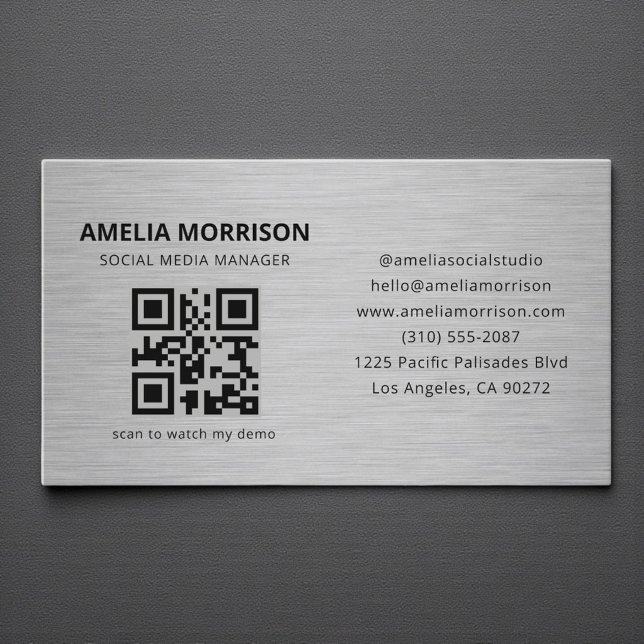 Moderne Metall-QR-Code-Minimalist Professional Visitenkarte (Von Creator hochgeladen)