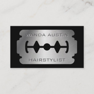 Moderne Metall-Rasierklingen-Friseur-Hairstylist Visitenkarte
