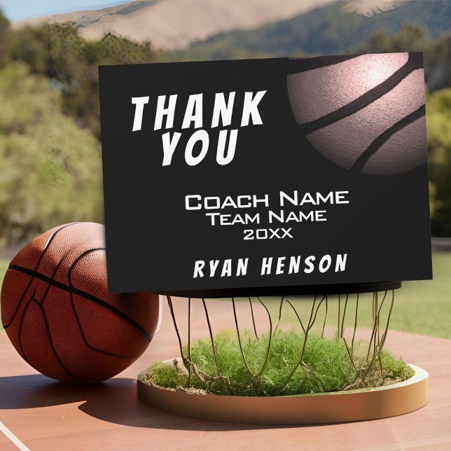 Moderne Metallic Ball Black Danke Coach Card (Von Creator hochgeladen)