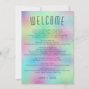 Moderne Metallic Foil Itinerary Wedding Welcome In Einladung