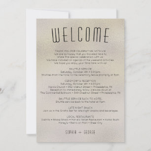 Moderne Metallic Foil Itinerary Wedding Welcome In Einladung