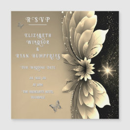 Moderne Metallic Gold Floral Wedding Einladung