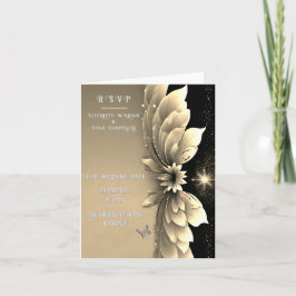 Moderne Metallic Gold Floral Wedding Einladung