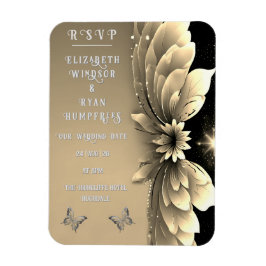 Moderne Metallic Gold Floral Wedding Einladung Magnet