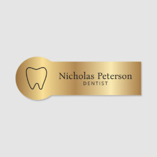 Moderne Metallic Gold Tooth Zahnarzt Zahnklinik Namensschild