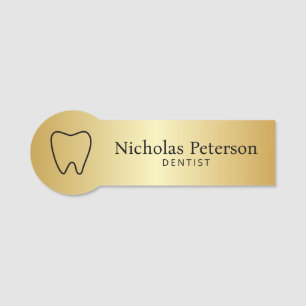 Moderne Metallic Gold Tooth Zahnarzt Zahnklinik Namensschild