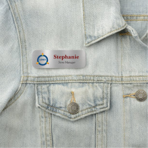 Moderne Metallic Silber Gebürstet Magnetisch Firma Namensschild