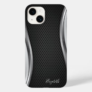 Moderne Metallic Silber Schwarz Case-Mate iPhone 14 Hülle