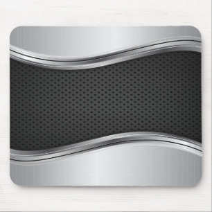 Moderne Metallic Silber Schwarz Mousepad