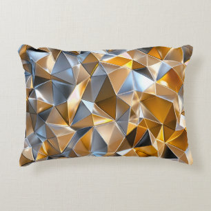 Moderne Metallische Abstrakte Gold Silber Geometri Dekokissen