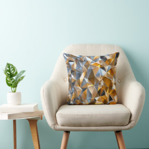 Moderne Metallische Abstrakte Gold Silber Geometri Kissen