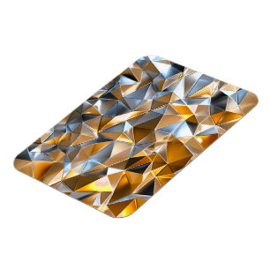 Moderne Metallische Abstrakte Gold Silber Geometri Magnet