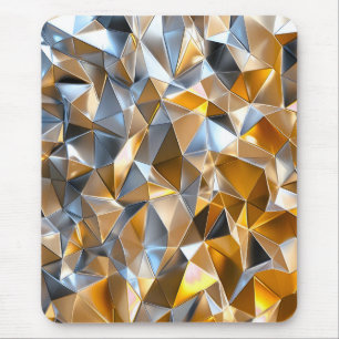 Moderne Metallische Abstrakte Gold Silber Geometri Mousepad
