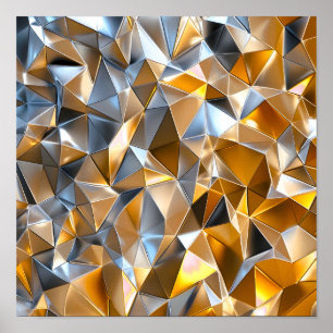 Moderne Metallische Abstrakte Gold Silber Geometri Poster
