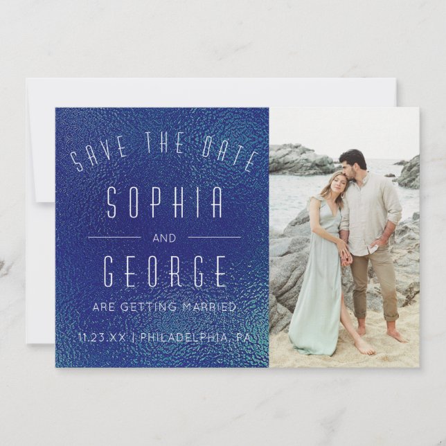 Moderne Metallische Foil-Minimal-Hochzeit retten d Einladung (Vorderseite)