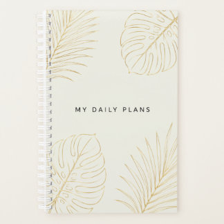 Moderne metallische Gold-Linienkunst Botanische Pe Planer
