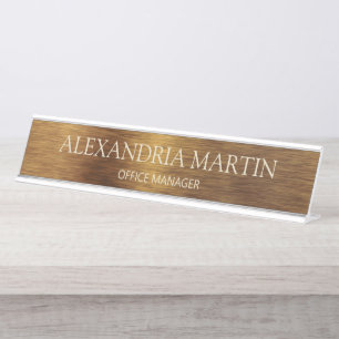 Moderne Metallische Minimale Gold Job Titel Name Schreibtischnamensplakette