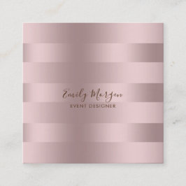 Moderne Metallische Rose-Goldstreifen Quadratische Visitenkarte