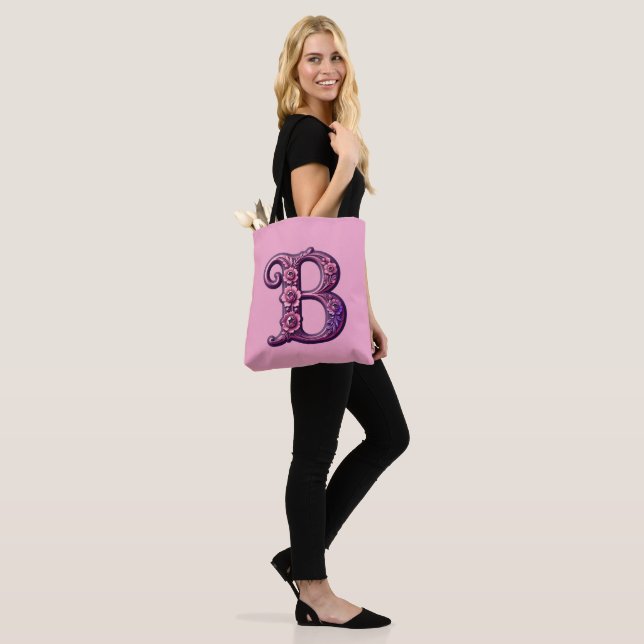Moderne Metallische Rosemaling Buchstabe B, Rosa/L (Am Model)