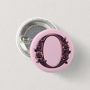 Moderne Metallische Rosemaling Buchstabe O, Rosa/L Button