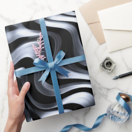 Moderne Metallische Silberwellen-Abstraktes Muster Geschenkpapier