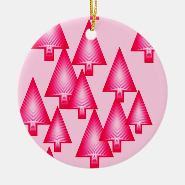 Moderne metallische Weihnachtsbäume - fuchsienrosa Keramikornament (Vorne)