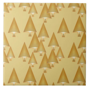 Moderne metallische Weihnachtsbäume - gelbes Gold Fliese