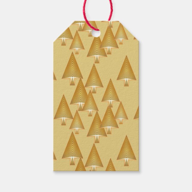 Moderne metallische Weihnachtsbäume - gelbes Gold Geschenkanhänger (Vorderseite)