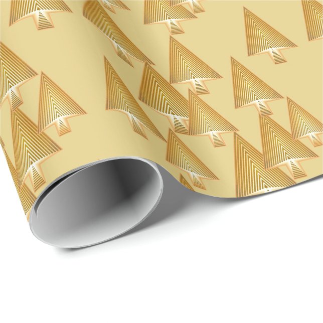 Moderne metallische Weihnachtsbäume - gelbes Gold Geschenkpapier (Rolleneckpunkt)