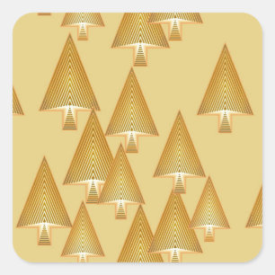 Moderne metallische Weihnachtsbäume - gelbes Gold Quadratischer Aufkleber