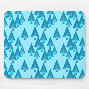 Moderne metallische Weihnachtsbäume - Himmel blau Mousepad