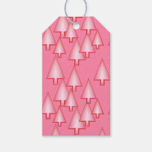Moderne metallische Weihnachtsbäume - Korallenrosa Geschenkanhänger