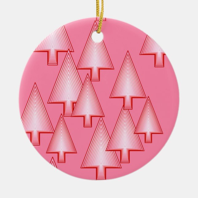 Moderne metallische Weihnachtsbäume - Korallenrosa Keramik Ornament (Vorne)